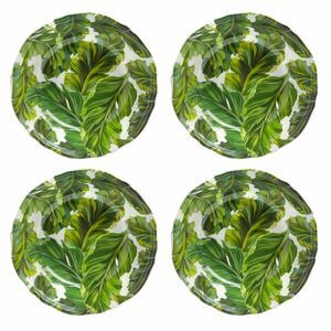 Tropical Palm Leaf Cereal Salad Bowls 7.5" Heavyweight Melamine Set of 4 Beach